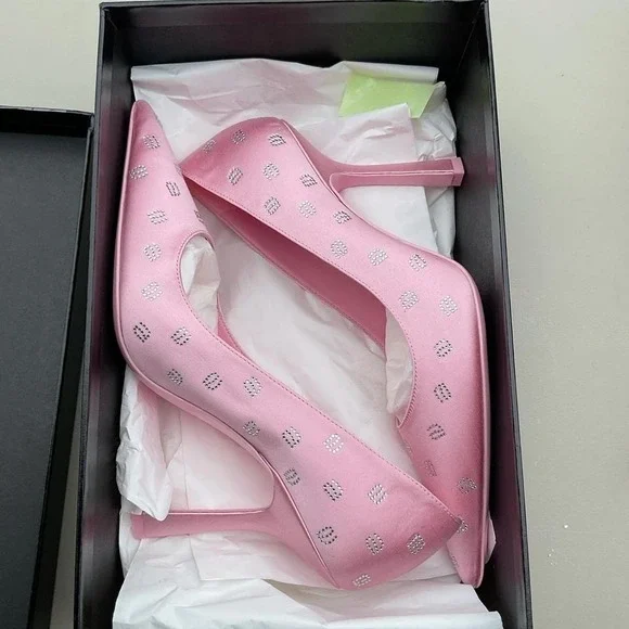 Alexander Wang Women's Delphine Crystal Logo Embellished Pumps Size 7 - Picture 1 of 6